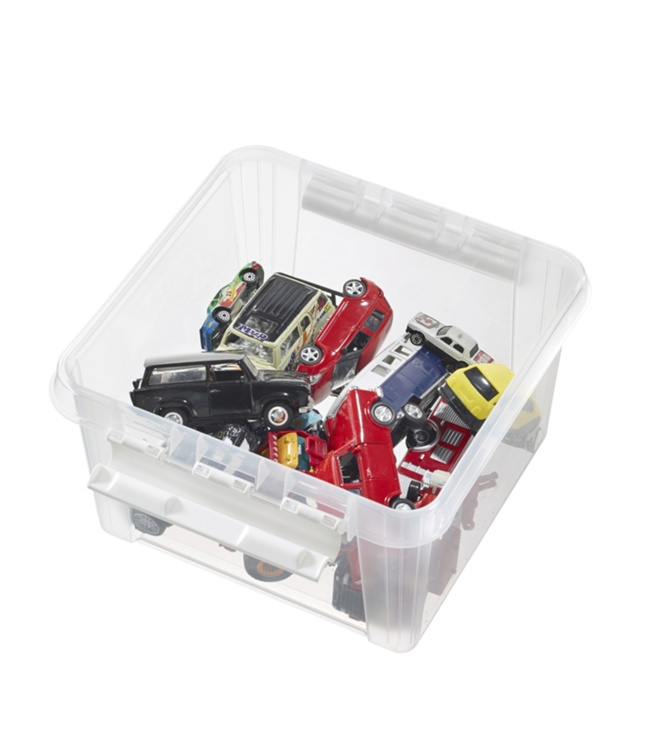Låda Kvadratisk, SMARTSTORE 7L HOME, 28 x 28 x H 17 cm, Klar / Vit i gruppen Förvaring / Förvaringslådor / SmartStore förvaringslådor hos SmartaSaker.se (41774)