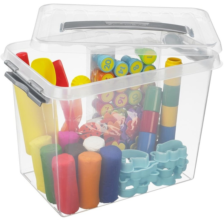 Låda med handtag, Hög, 9 Liter, Q-LINE BOX, 30,7 x 20 x H 22,3 cm, Klar / Silvergrå i gruppen Förvaring / Förvaringslådor hos SmartaSaker.se (41781)
