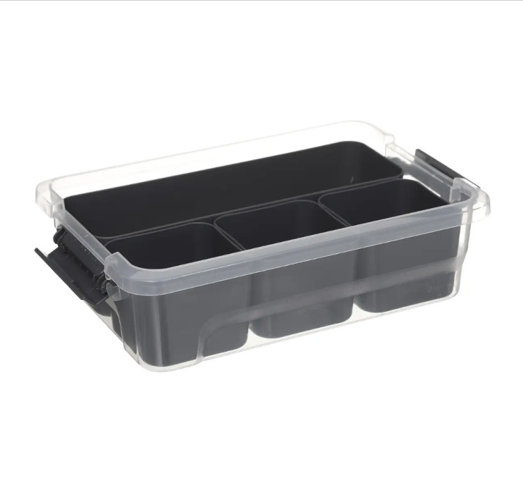 Låda med 4 burkar för sortering, EZY SORT IT SMALL, 22.5 x 15.5 x H 7 cm, Transparent / Grå i gruppen Förvaring / Förvaringslådor / Småförvaring hos SmartaSaker.se (41785)