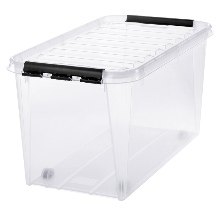 Låda med Hjul, SMARTSTORE 70L, CLASSIC, XXL, 72 x 40 x H 38 cm, Transparent / Svart i gruppen Förvaring / Förvaringslådor hos SmartaSaker.se (41797)
