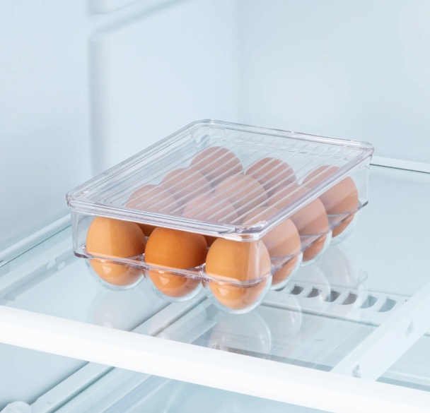 Låda med lock för 12 Ägg, PULLZ SMALL EGG BIN , 22 x 16 x H 8 cm, Transparent i gruppen Förvaring / Köksförvaring / Kylskåpsförvaring hos SmartaSaker.se (41808)