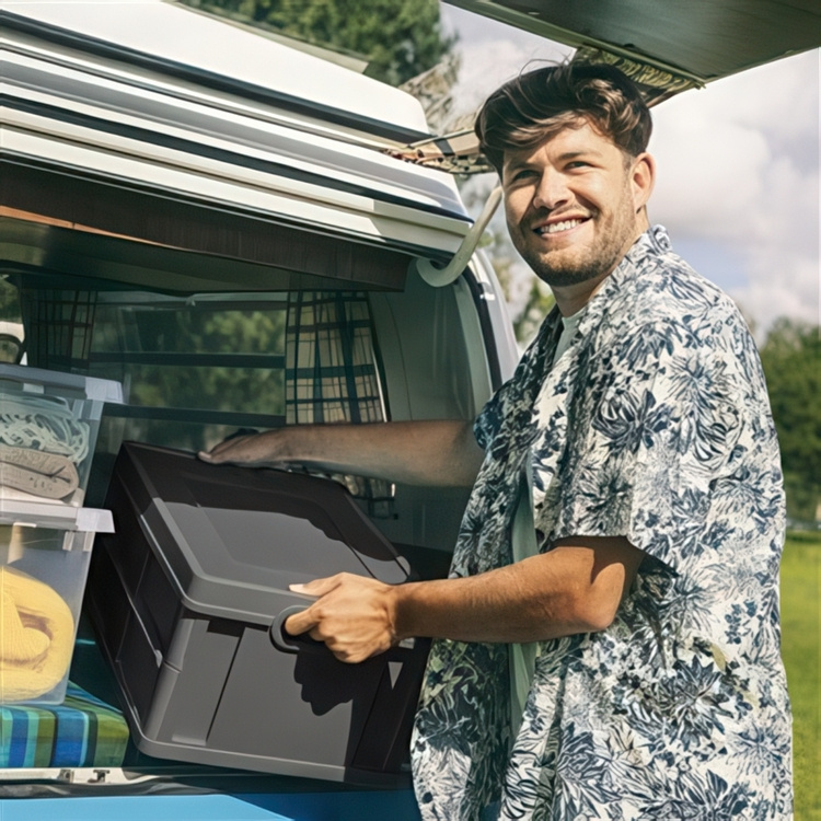 Låda med lock, Hopfällbar, 32 Liter, CLOSED FOLDING BOX, 49 x 36 x 24,5 cm, Mörkgrå i gruppen Förvaring / Förråd- och garageförvaring / Korgar och hinkar hos SmartaSaker.se (41813)