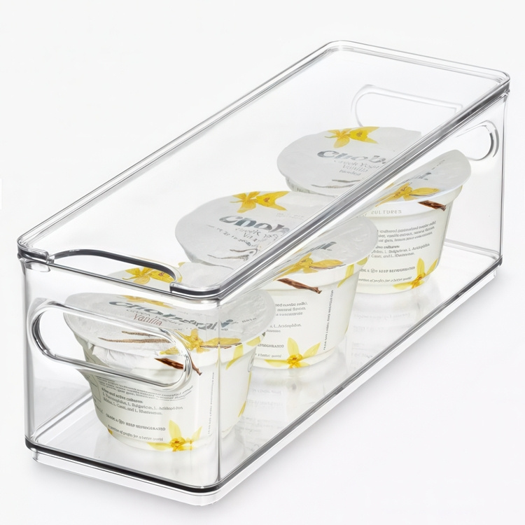 Låda med lock, Långsmal, THE HOME EDIT NARROW BIN, 10,2 x 30,5 x H 10,8 cm, Transparent i gruppen Förvaring / Köksförvaring / Kylskåpsförvaring hos SmartaSaker.se (41814)