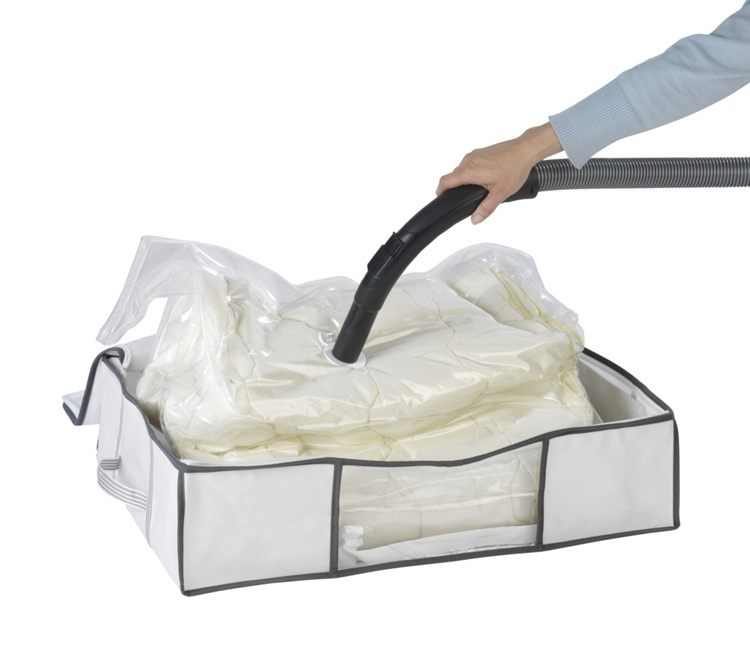 Låda med vakuumpåse, SOFT BOX, MEDIUM, 65 x 50 x H 15 cm, Vit i gruppen Förvaring / Garderobsförvaring / Vakuumförvaring / Lådor med vakuumpåsar hos SmartaSaker.se (41825)