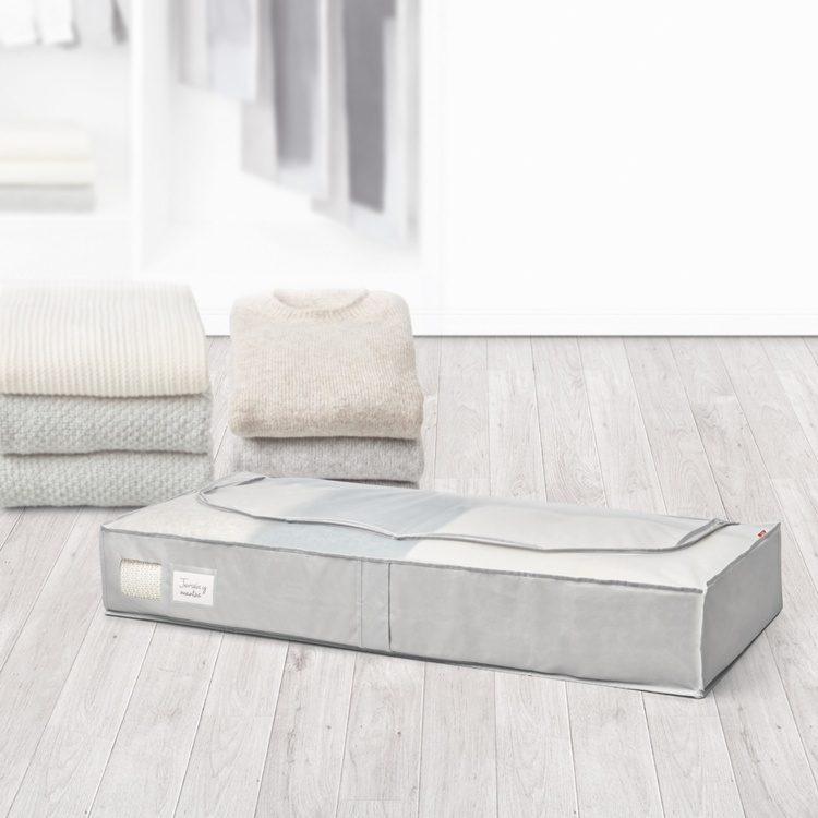 Låda under sängen, mjuk, RAYEN PREMIUM, 45 x 103 x H 16 cm, Ljusgrå i gruppen Förvaring / Sovrumsförvaring / Under sängen-förvaring hos SmartaSaker.se (41852)
