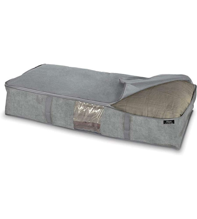 Låda under sängen, mjuk, STONE GREY, 95 x 45 x H 18 cm, Grå i gruppen Förvaring / Sovrumsförvaring / Under sängen-förvaring hos SmartaSaker.se (41854)