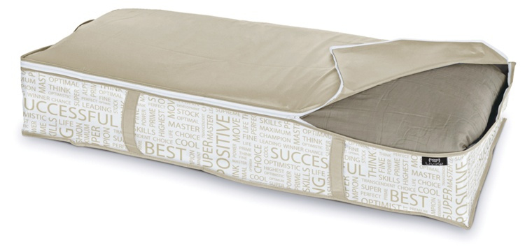 Låda under sängen, mjuk, URBAN GOLD, 95 x 45 x H18 cm, Vit / Beige i gruppen Förvaring / Sovrumsförvaring / Under sängen-förvaring hos SmartaSaker.se (41855)