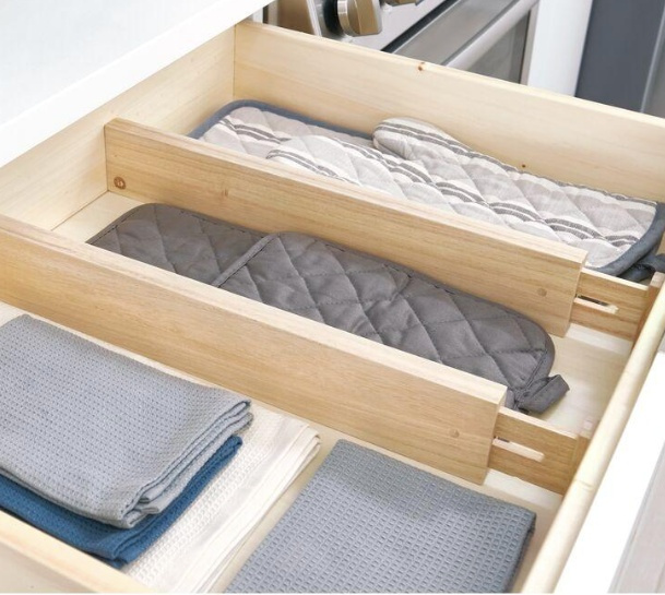 Lådavdelare i trä, Justerbara, 2 st, PAULOWNIA ECO WOOD DIVIDERS, 42 - 57 x H 6,4 cm, Natur i gruppen Förvaring / Köksförvaring / Organisera köksskåp hos SmartaSaker.se (41885)
