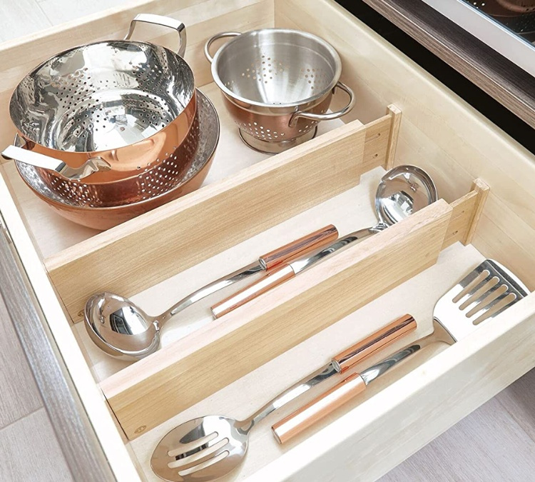 Lådavdelare i trä, Justerbara, 2 st, PAULOWNIA ECO WOOD HIGH DIVIDERS, 42 - 57 x H 10,2 cm, Natur i gruppen Förvaring / Köksförvaring / Organisera köksskåp hos SmartaSaker.se (41886)