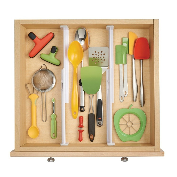 Lådavdelare, anpassningsbara, låga, 2 st, ADJUSTABLE DRAWER DIVIDERS, 35 - 53 x H 6 cm, Vita i gruppen Förvaring / Köksförvaring / Organisera köksskåp hos SmartaSaker.se (41891)