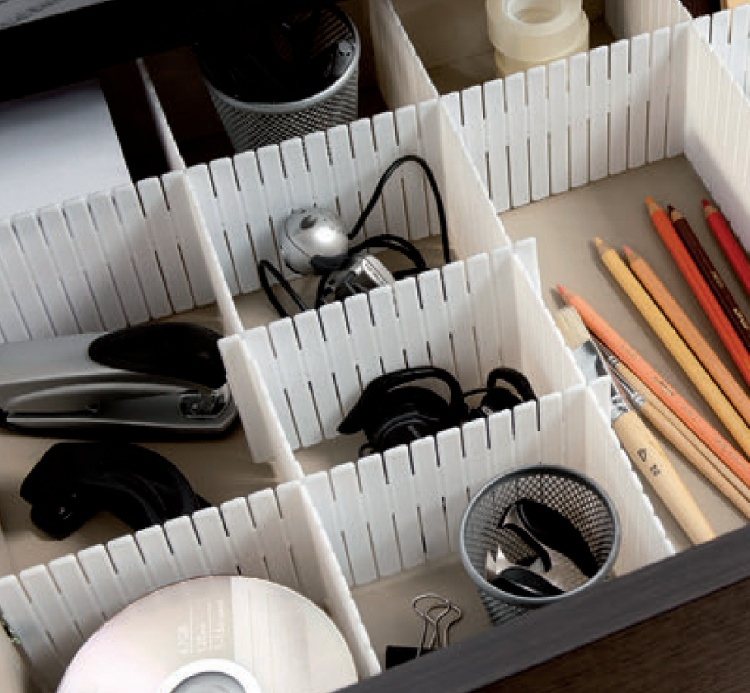 Lådavdelare, Höga, 6 st, FREE DRAWER ORGANISER, 44 x H 10 cm, Vit i gruppen Förvaring / Garderobsförvaring / Sorteringslådor hos SmartaSaker.se (41892)