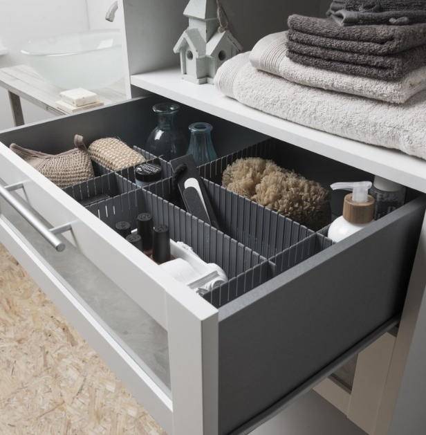 Lådavdelare, Höga, 6 st, FREE DRAWER ORGANISER, 44 x H 10 cm, Grå i gruppen Förvaring / Garderobsförvaring / Sorteringslådor hos SmartaSaker.se (41894)