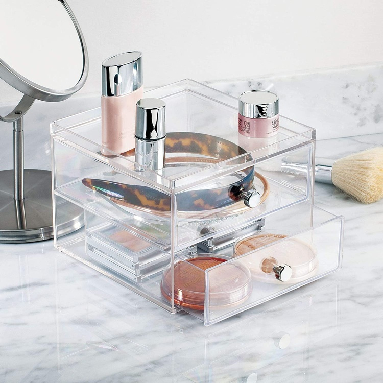 Lådförvaring, 2 lådor, ID CLARITY VANITY DRAWER, 16,5 x 16,5 x H 12,7 cm, Klar i gruppen Förvaring / Badrumsförvaring / Sminkförvaring hos SmartaSaker.se (41895)