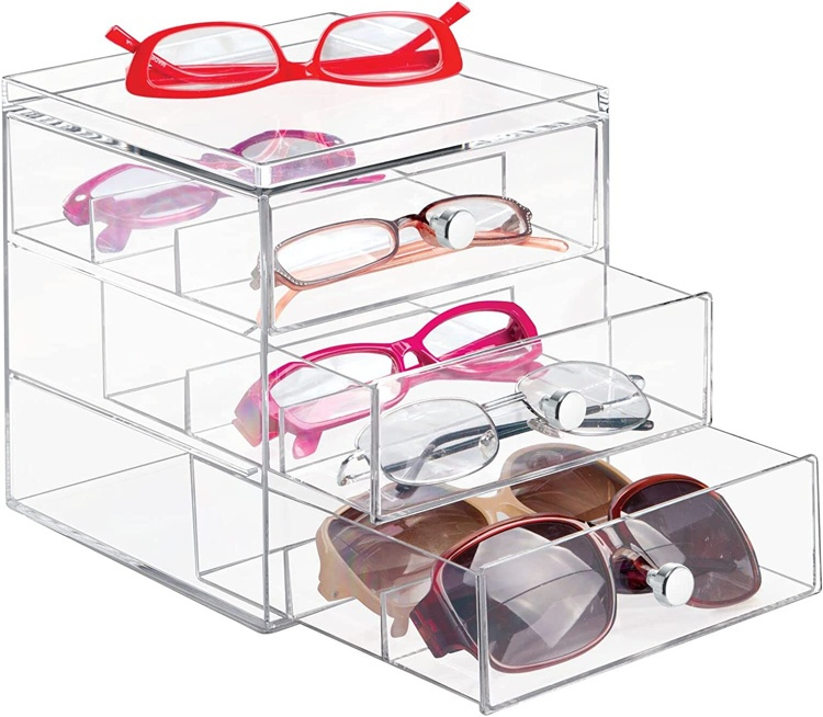 Lådförvaring, 3 lådor, ID CLARITY EYEGLASS ORGANISER, 16,5 x 16,5 x H 18 cm, Klar i gruppen Förvaring hos SmartaSaker.se (41897)