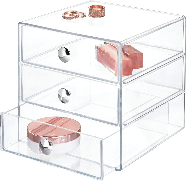 Lådförvaring, 3 lådor, ID CLARITY VANITY DRAWER, 16,5 x 16,5 x H 16,5 cm, Klar i gruppen Förvaring hos SmartaSaker.se (41900)