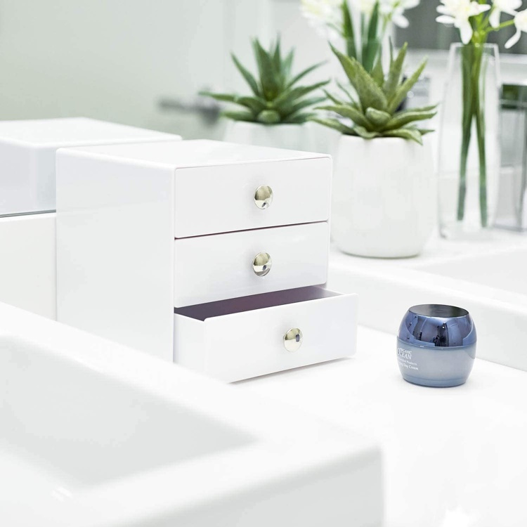 Lådförvaring, 3 lådor, ID VANITY DRAWER, 16,5 x 16,5 x H 16,5 cm, Vit i gruppen Förvaring / Badrumsförvaring / Sminkförvaring hos SmartaSaker.se (41901)