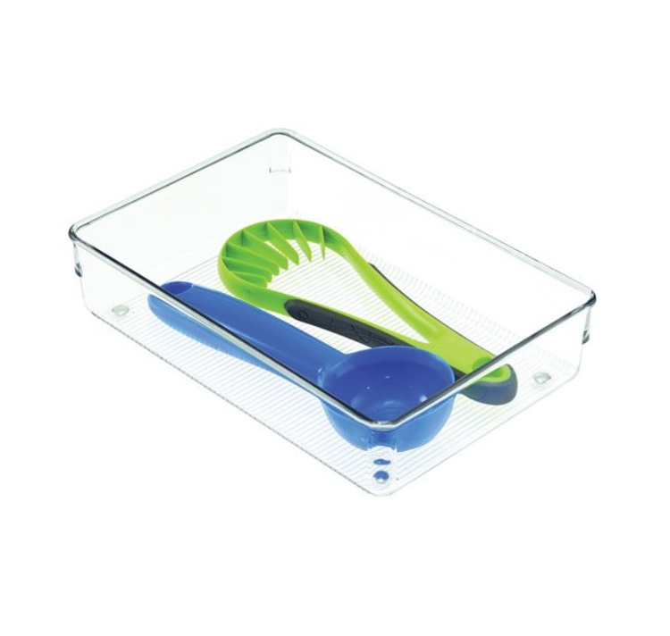 Lådinsats / förvaringsbricka, LINUS SHALLOW MEDIUM, 22,9 x 15,2 x H 5,1 cm, Transparent i gruppen Förvaring / Köksförvaring / Organisera köksskåp / Besticklådor hos SmartaSaker.se (41917)