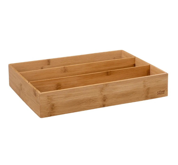 Lådinsats i Bambu för köksredskap, 3 fack, TIDY SMART, 38 x 28 x H 7 cm, Natur i gruppen Förvaring / Köksförvaring / Organisera köksskåp / Besticklådor hos SmartaSaker.se (41923)