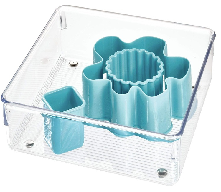Lådinsats, Fyrkantig, LINUS SHALLOW MEDIUM, 16,3 x 16,3 x H 5,1 cm, Transparent i gruppen Förvaring / Köksförvaring / Organisera köksskåp / Besticklådor hos SmartaSaker.se (41926)