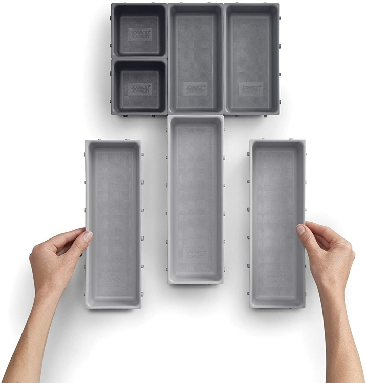 Lådinsatser, Set med 7st, BLOX SMALL DRAWER ORGANISER, Joseph Joseph, Grå i gruppen Förvaring / Köksförvaring / Organisera köksskåp / Besticklådor hos SmartaSaker.se (41942)
