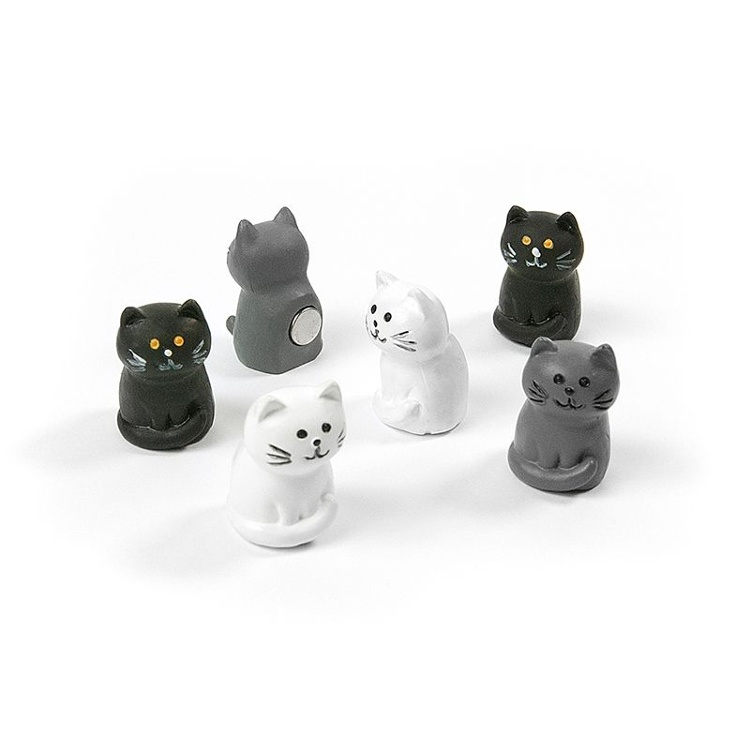 Magneter katter, CAT, 6 st, Vit / Grå / Svart i gruppen Förvaring / Magneter och självhäftande hos SmartaSaker.se (41991)