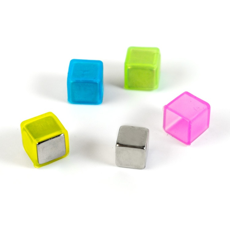 Magneter, Superstarka, 4 st, CUBE NEON, 1 x 1 x H 1 cm, Silver / Mix i gruppen Förvaring / Magneter och självhäftande / Starka magneter hos SmartaSaker.se (42033)