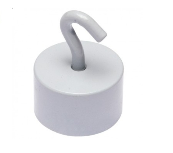 Magnetisk Krok, Super stark -16 kg, NEODYM LARGE, Ø 2,5 cm, Vit i gruppen Förvaring / Magneter och självhäftande / Magnetkrokar hos SmartaSaker.se (42062)