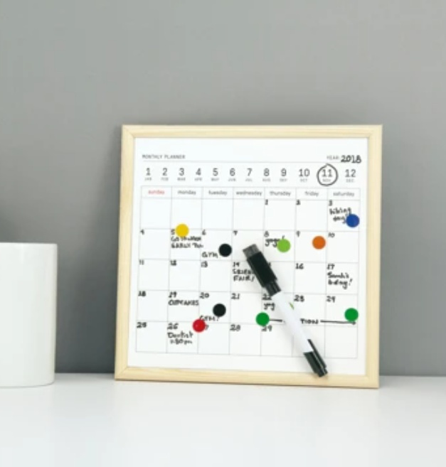 Magnetisk whiteboard tavla, MINI MONTHLY PLANNER, 20 Ã— H 20 cm, Vit i gruppen Förvaring / Kontorsmaterial hos SmartaSaker.se (42066)