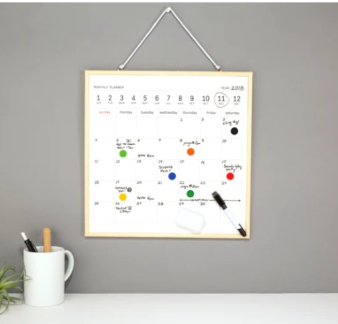 Magnetisk whiteboard tavla, MONTHLY PLANNER, 34 x H 34 cm, Vit i gruppen Förvaring / Kontorsmaterial hos SmartaSaker.se (42067)