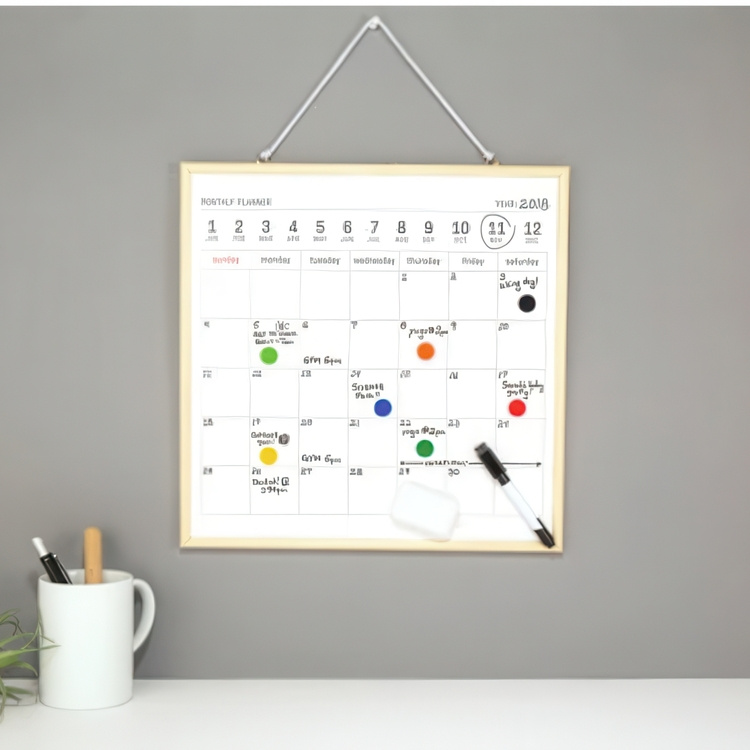 Magnetisk whiteboard tavla, MONTHLY PLANNER, 34 x H 34 cm, Vit i gruppen Förvaring / Kontorsmaterial hos SmartaSaker.se (42067)