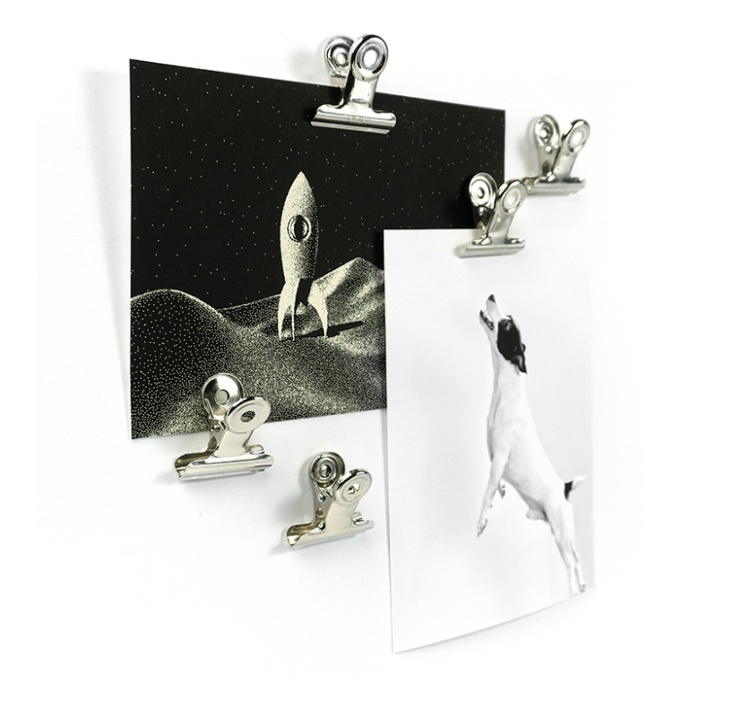 Magnetklämmor, 4 st, GRAFFA CLIPS, 3 x 3 x H 2 cm, Silver i gruppen Förvaring / Magneter och självhäftande / Magnetförvaring hos SmartaSaker.se (42080)