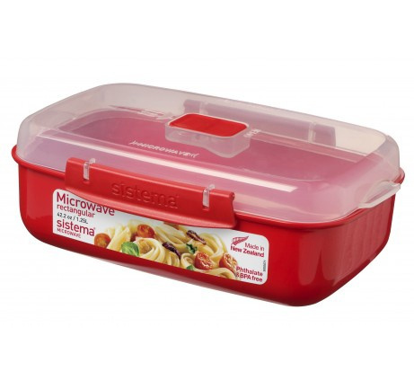Matlåda för micro, MICROWAVE RECTANGULAR LARGE, 23 x 15 x H 8 cm, Röd i gruppen Förvaring / Köksförvaring / Matlådor / Plast hos SmartaSaker.se (42111)