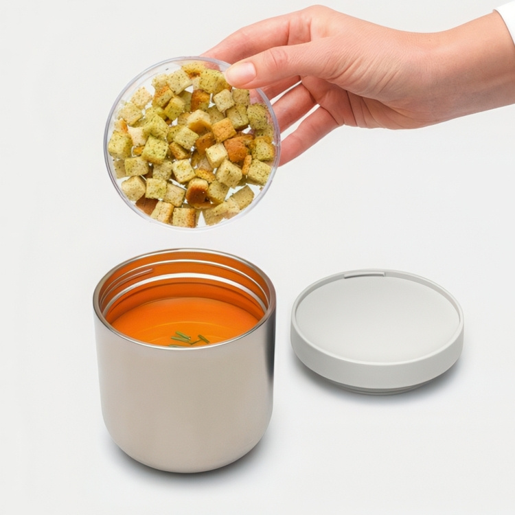 Matlåda i stål, 0,5 L, BRABANTIA MAKE & TAKE TERMOS, Ø11 x H 13,5 cm, Silver / Ljusgrå i gruppen Förvaring / Köksförvaring / Matlådor / Matlådor i metall hos SmartaSaker.se (42117)