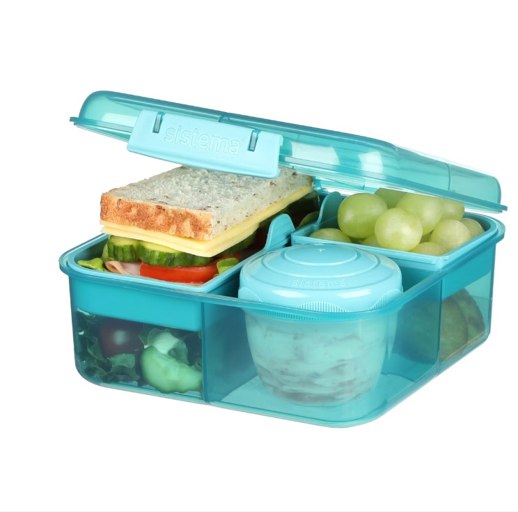 Matlåda med fack och burk, 1,25 Liter, SISTEMA OCEAN BOUND BENTO CUBE i gruppen Förvaring / Köksförvaring / Matlådor / Lunchlådor och Bento hos SmartaSaker.se (42119)
