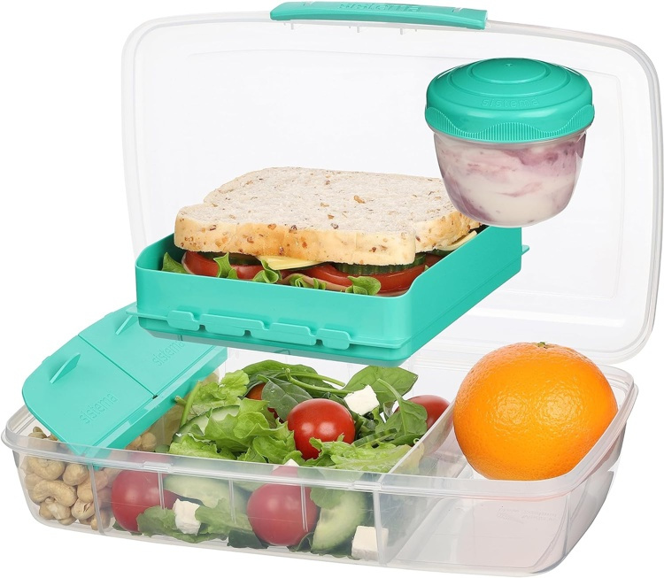 Matlåda med fack och burk, 1,76 Liter, SISTEMA BENTO BOX TO GO, Mintgrön i gruppen Förvaring / Köksförvaring / Matlådor / Lunchlådor och Bento hos SmartaSaker.se (42120)