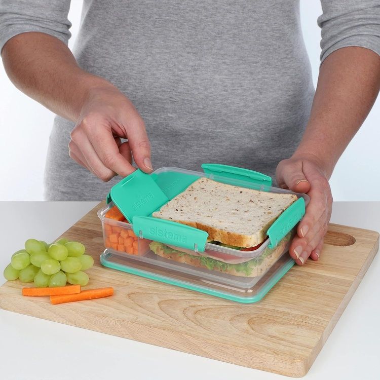 Matlåda med fack, 975 ml, SNACK ATTACK DUO, 20 x 16 x H 6 cm, Mint i gruppen Förvaring / Köksförvaring / Matlådor / SmartStore matlådor hos SmartaSaker.se (42128)