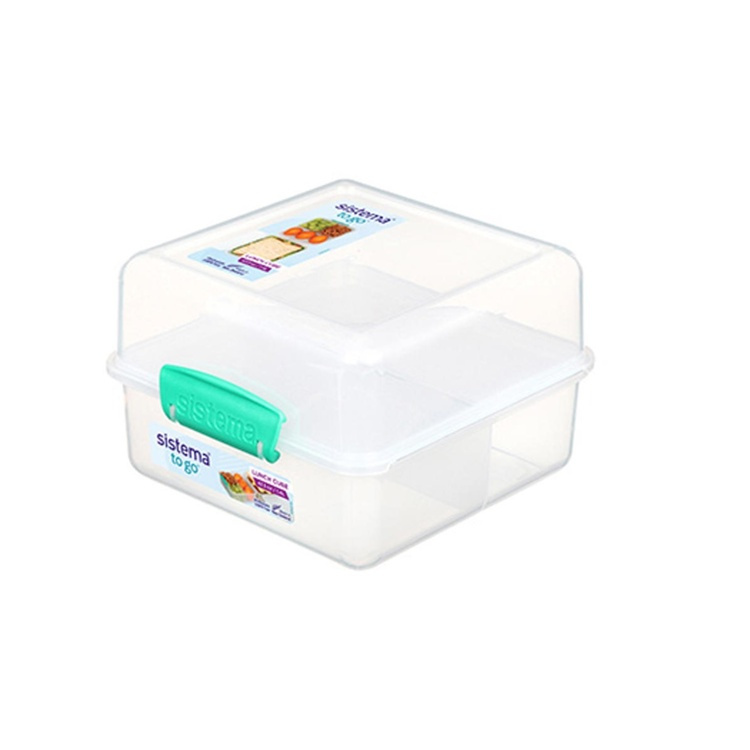 Matlåda uppdelad i fack, 1,4 L, LUNCH CUBE TO GO, Transparent / Mint i gruppen Förvaring / Köksförvaring / Matlådor / SmartStore matlådor hos SmartaSaker.se (42130)