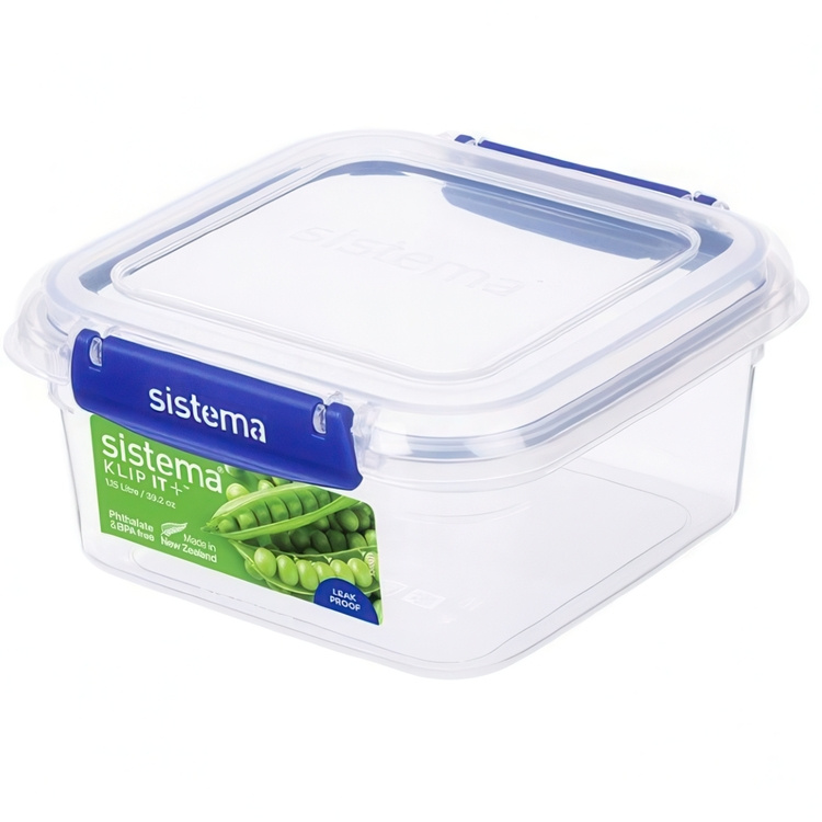 Matlåda, 1,15 L, KLIP IT PLUS SQUARE, 16 x 16 x H 8 cm, Transparent / Blå i gruppen Förvaring / Köksförvaring hos SmartaSaker.se (42153)