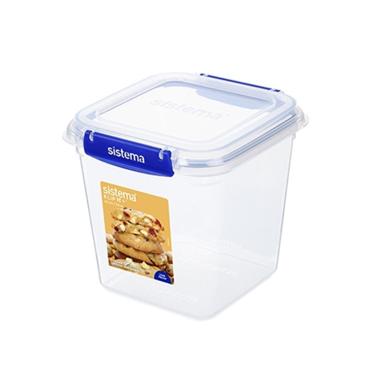 Matlåda, 2,2 Liter, KLIP IT PLUS SQUARE, 16 x 16 x H 16 cm, Transparent / Blå i gruppen Förvaring / Köksförvaring / Matlådor / Plast hos SmartaSaker.se (42159)