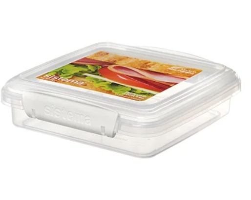 Matlåda, 450 ml, KLIP-IT WHITE SANDWICH, 15 x 15 x H 5 cm, Klar / Vit i gruppen Förvaring / Köksförvaring / Matlådor / Plast hos SmartaSaker.se (42161)