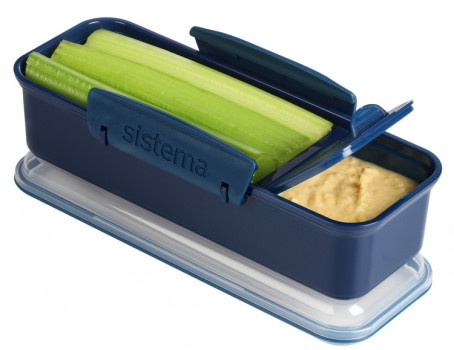 Matlåda, avlång, med fack, 410 ml, Återanvänd Plast, SNACK ATTACK RENEW, 19 x 8 x H 6 cm, Blå i gruppen Förvaring / Köksförvaring / Matlådor / SmartStore matlådor hos SmartaSaker.se (42164)