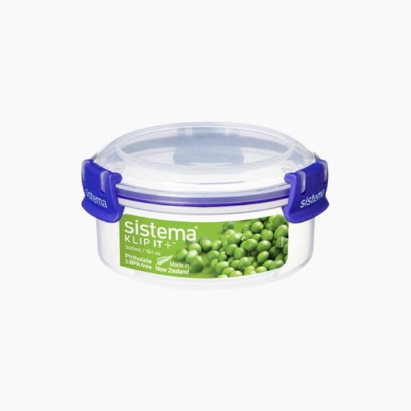 Matlåda, Rund, 0,3 liter, KLIP IT PLUS, Ã˜ 11,5 x H 5,8 cm, Klar / Blå i gruppen Förvaring / Köksförvaring / Matlådor / Plast hos SmartaSaker.se (42175)