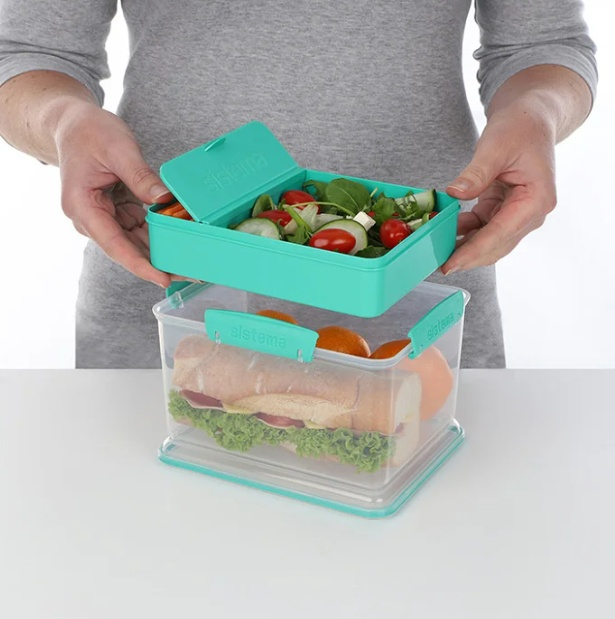 Matlåda, Stor, Med fack, 2,3 L, LUNCH TUB TO GO, 20 x 16 x H 11,5 cm, Mint i gruppen Förvaring / Köksförvaring / Matlådor / SmartStore matlådor hos SmartaSaker.se (42181)