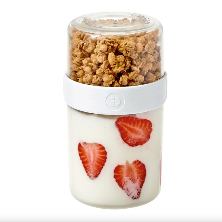 Matlåda, Tvådelad, iD FRESH STACK N\' SNACK MEDIUM, Ã˜ 9,5 x H 16 cm, Klar / Vit i gruppen Förvaring / Köksförvaring / Matlådor / SmartStore matlådor hos SmartaSaker.se (42185)