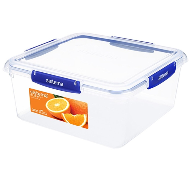 Matlåda, XL, 5,5L, KLIP IT PLUS SQUARE, 25 x 26 x H 11,7 cm, Klar / Blå i gruppen Förvaring / Köksförvaring / Förvaringslådor och burkar / Sistema hos SmartaSaker.se (42193)