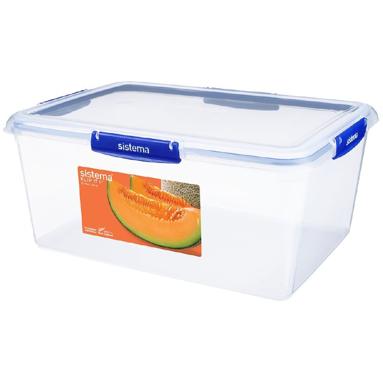Matlåda, XXXL ,10 L, KLIP IT PLUS RECTANGLE, 35,7 x 26 x H 15,5 cm, Klar / Blå i gruppen Förvaring / Köksförvaring / Förvaringslådor och burkar hos SmartaSaker.se (42195)