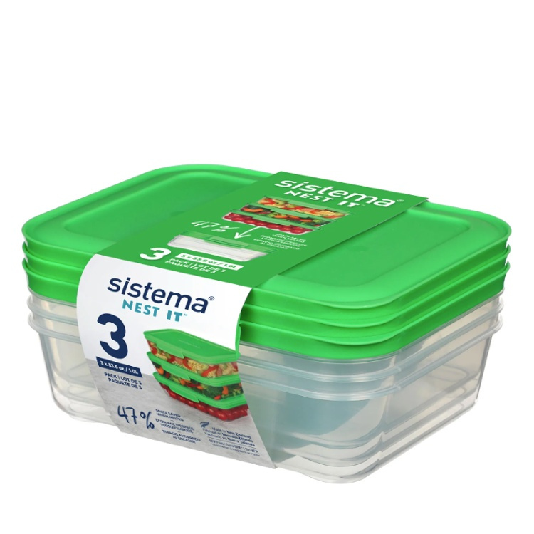 Matlådor 1 Liter, 3 st, SISTEMA NEST IT, Klar / Grön i gruppen Förvaring / Köksförvaring / Matlådor / Plast hos SmartaSaker.se (42197)
