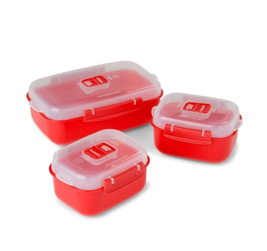 Matlådor för micro, 3 st, MICROWAVE HEAT & EAT PACK, Röda i gruppen Förvaring / Köksförvaring / Matlådor / SmartStore matlådor hos SmartaSaker.se (42199)