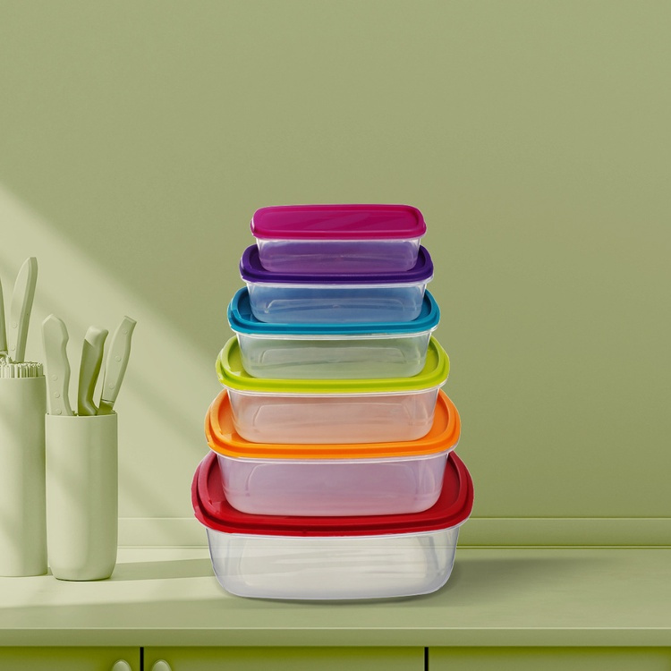 Matlådor, 6 st i olika storlekar, SMART COLORED NEST RECTANGULAR, Klar / Mix i gruppen Förvaring / Köksförvaring / Matlådor / Plast hos SmartaSaker.se (42204)