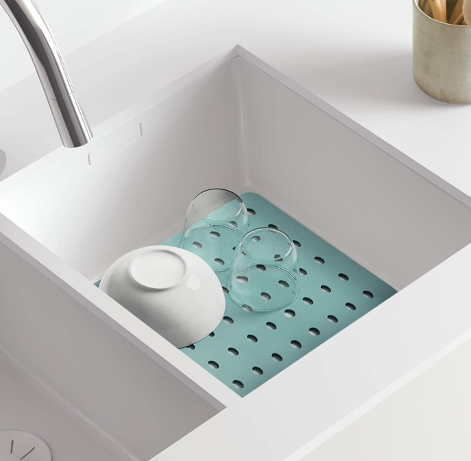 Matta för diskhon, Gummi, SMALL SINK MAT, 32 x 27,5 cm, Turkos i gruppen Förvaring / Köksförvaring / Diskställ och diskbänk hos SmartaSaker.se (42214)